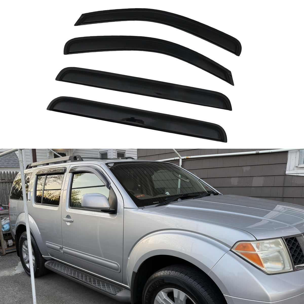 2005-2012 Nissan Pathfinder Smoke Tinted Visor Windows Rains Guards Ac