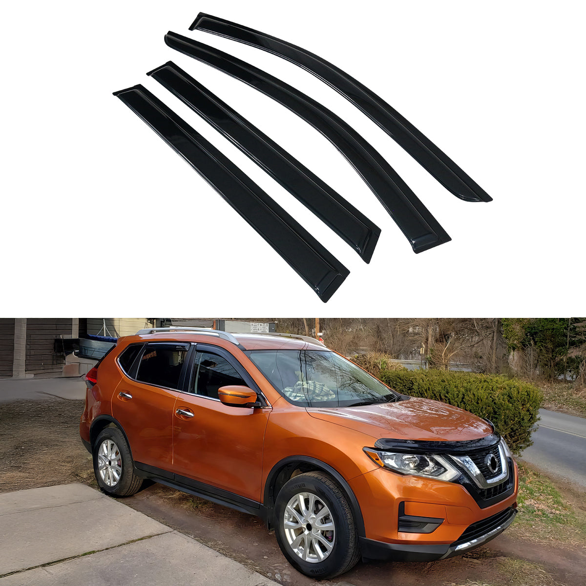 2014-2020 Nissan Rogue Slim Style Smoke Tinted Window Visors Acrylic