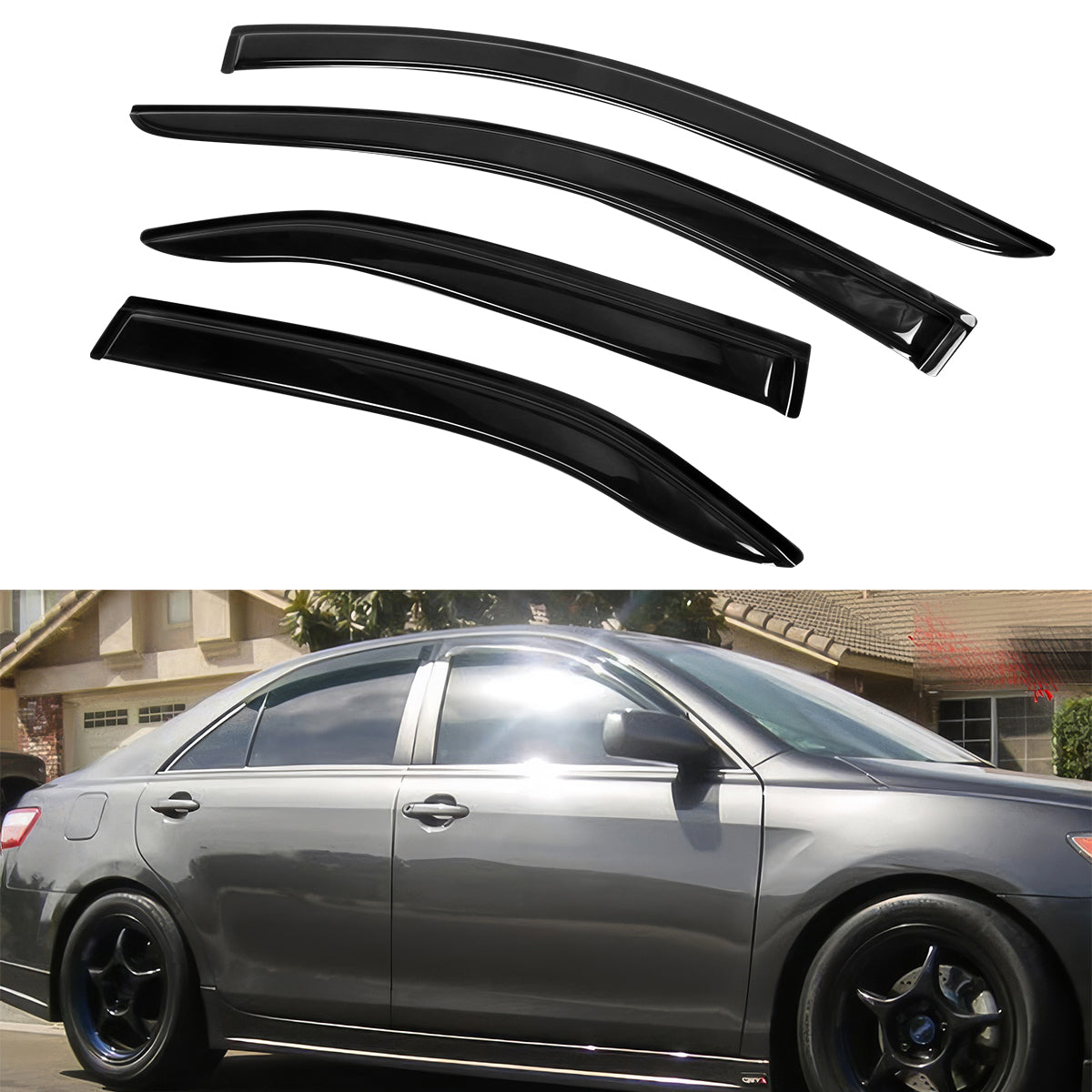 2007-2011 Toyota Camry Acrylic 4PC Window Visors Tape On Rain Guard