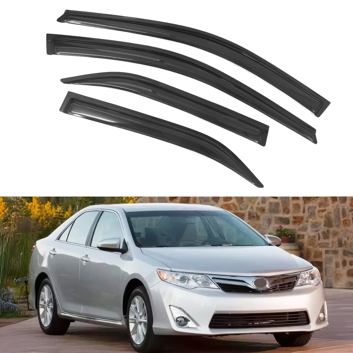 2012-2014 Toyota Camry XV50 Tape on Window Visors Rain Guard Acrylic