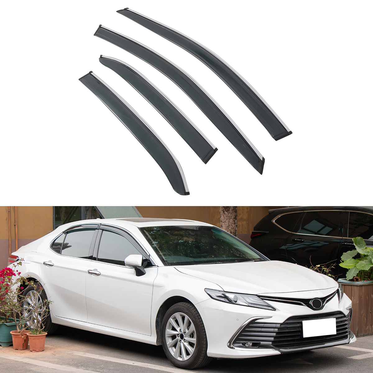 2018-2023 Toyota Camry Acrylic 4PC Window Visors Tape On Rain Guard