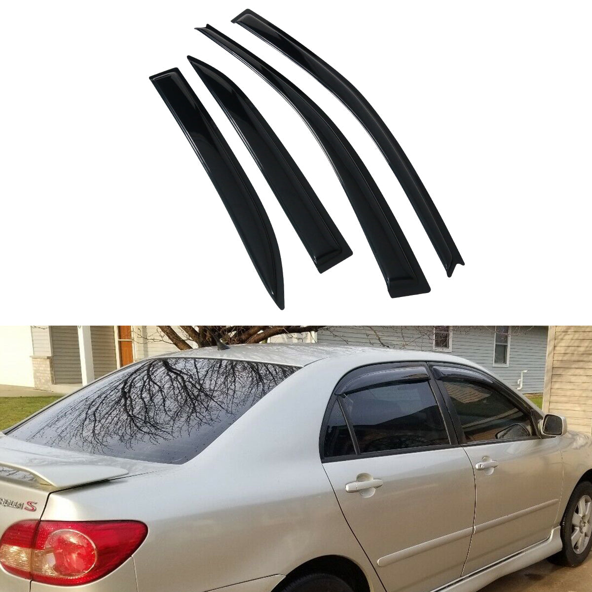2003-2008 Toyota Corolla Sedan 4-Door Window Visor Guard Acrylic 4PC