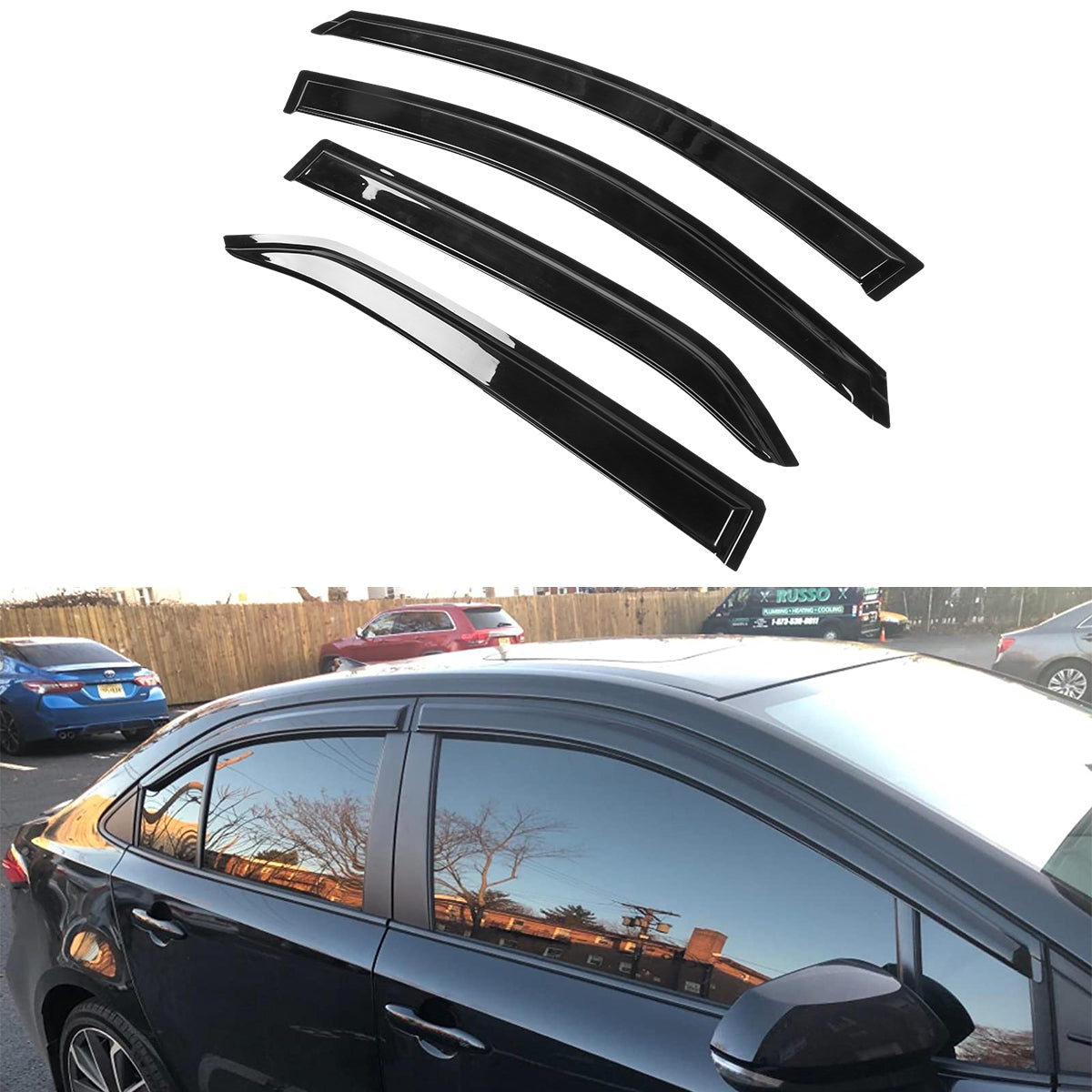 2020-2025 Toyota Corolla Sedan Window Visors Tape On Rain Guard 4PC