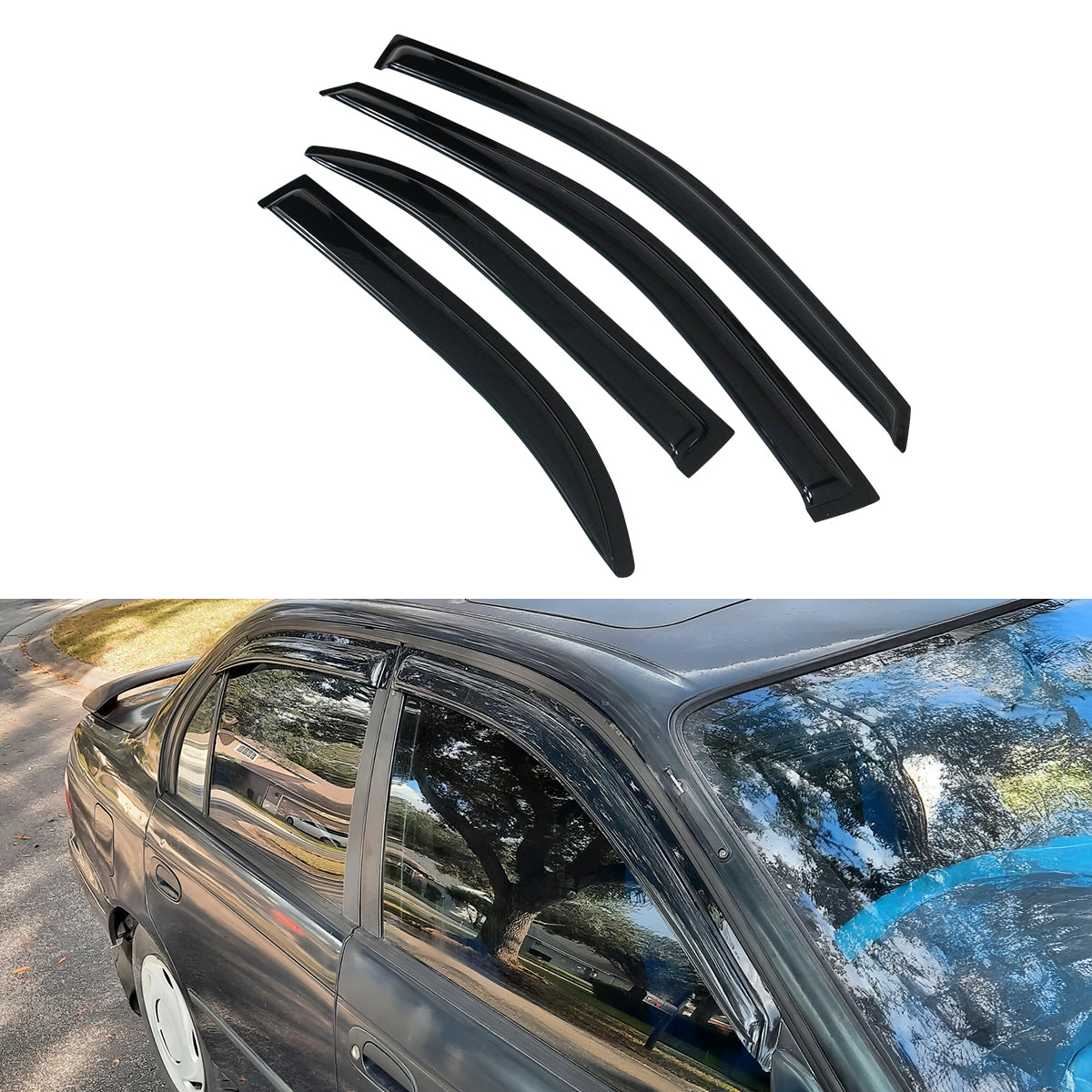 1993-1997 Toyota Corolla Sedan Tape on Window Visors Guard Acrylic