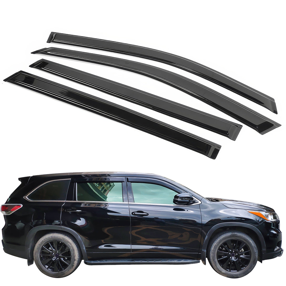 2014-2019 Toyota Highlander Acrylic 4PC Window Visors Tape On Guard