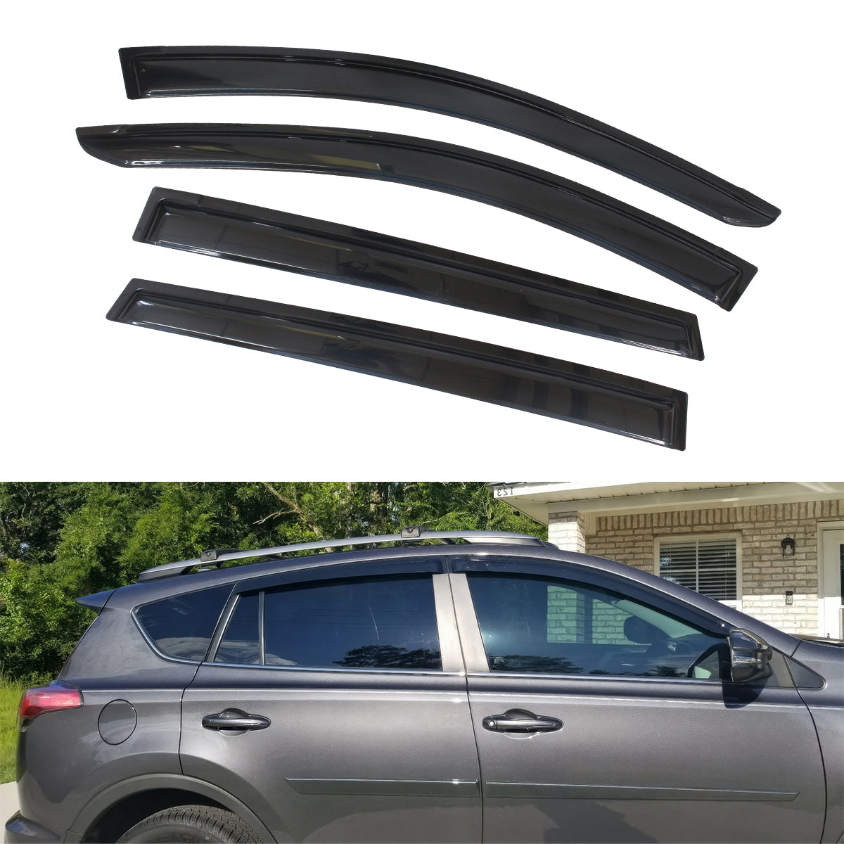 2013-2018 Toyota RAV4 Acrylic 4PC Window Visors Tape On Rain Guard
