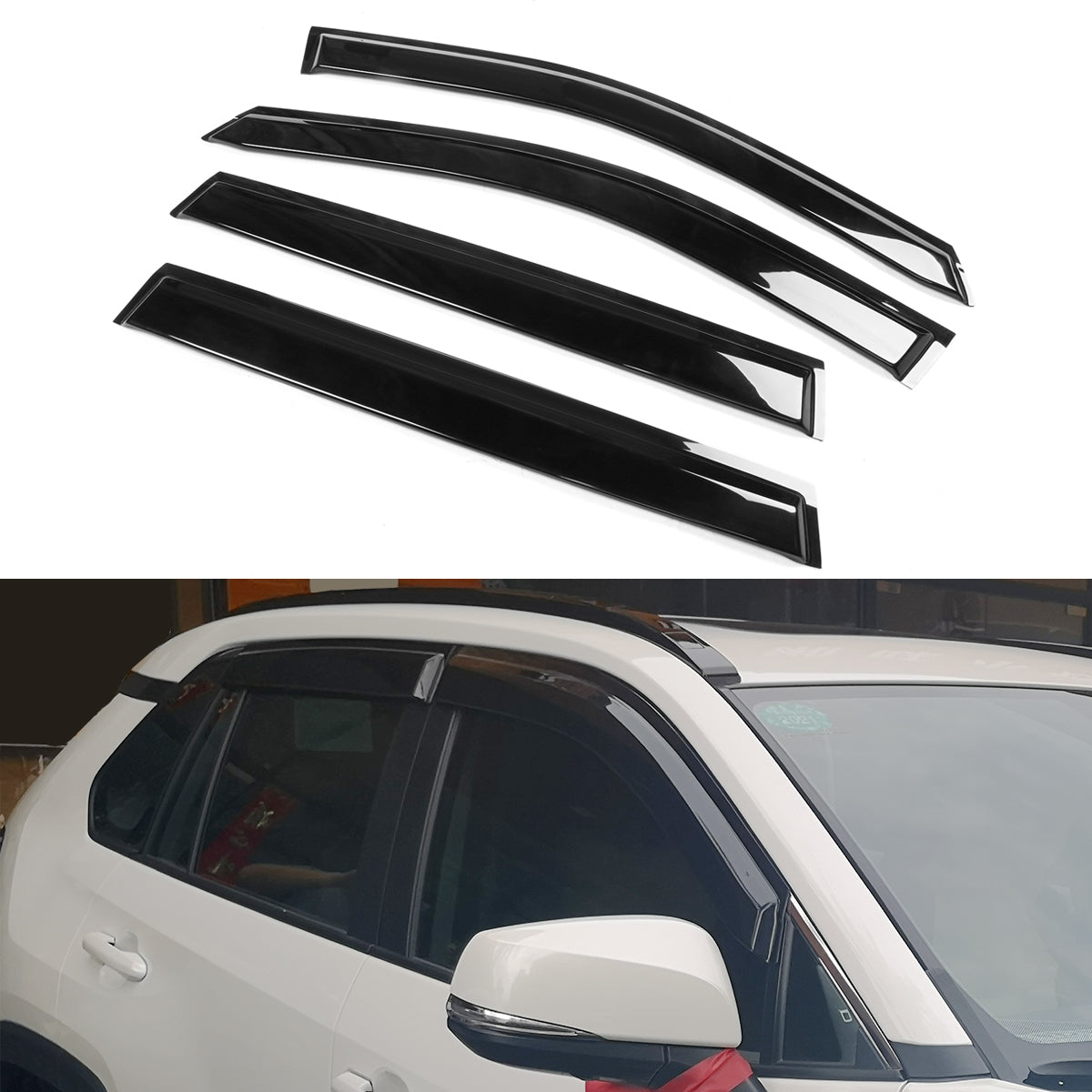 2019-2023 Toyota RAV4 Acrylic 4PC Window Visors Tape On Rain Guard