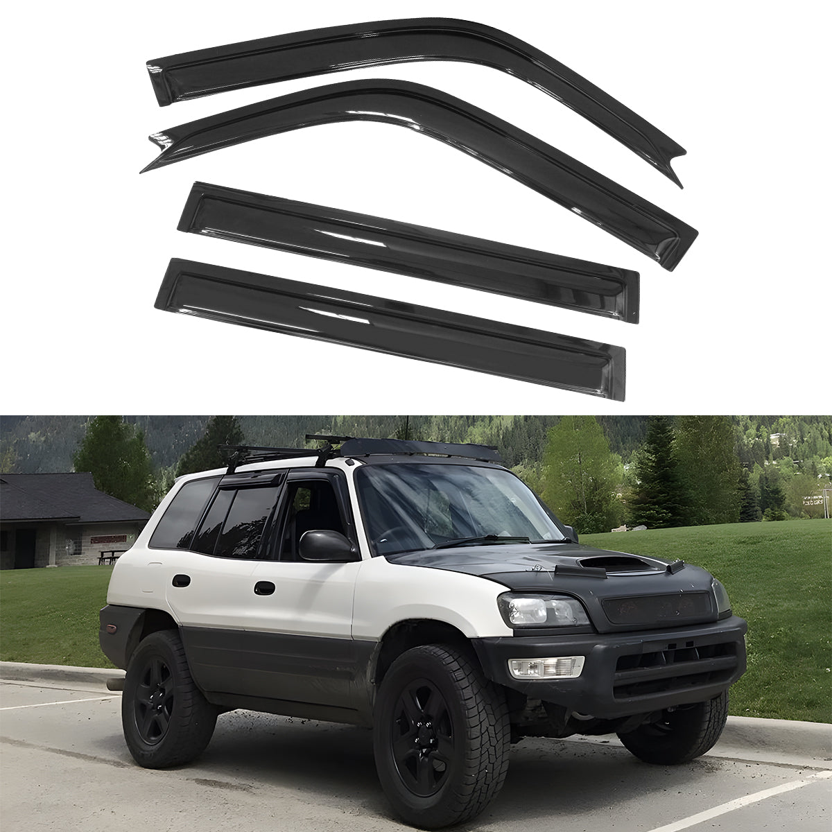 1996-2000 Toyota RAV4 4Pc Set Window Visors Acrylic