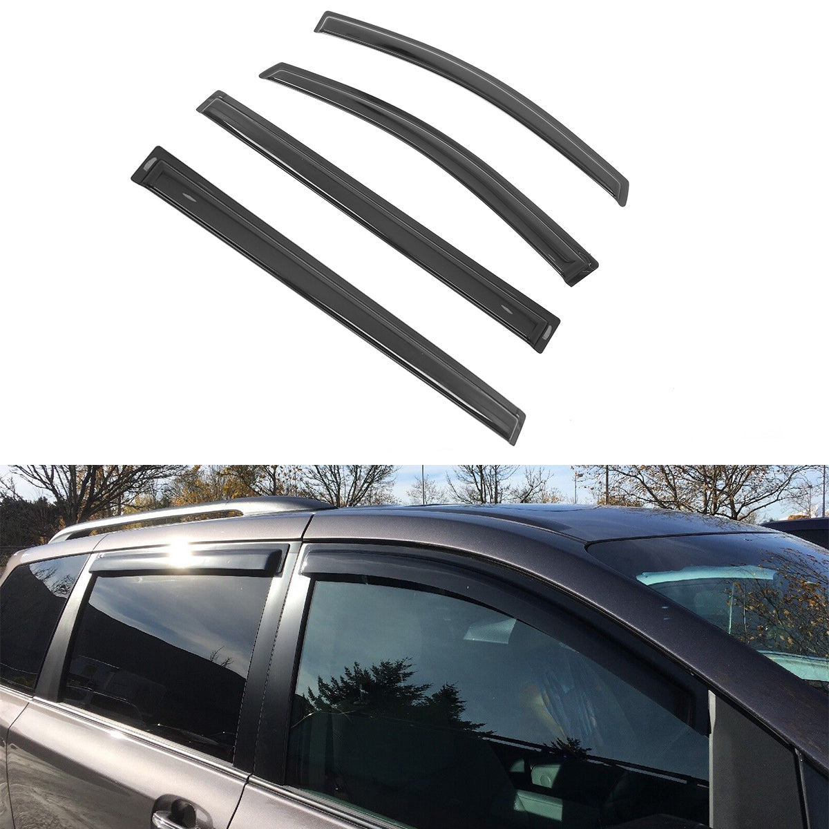 2011-2020 Toyota Sienna Acrylic 4PC Window Visors Tape On Rain Guard