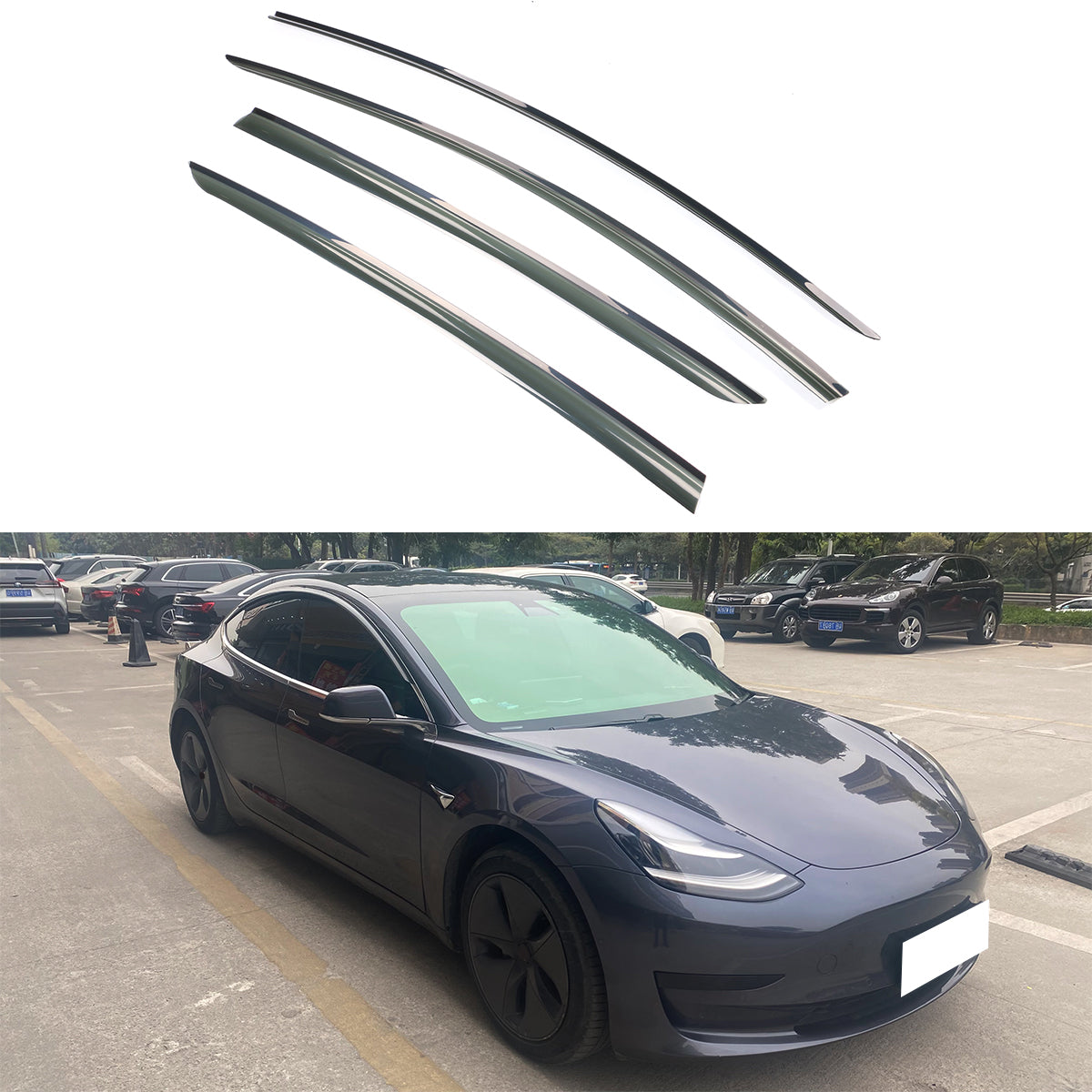 2017-2024 Tesla Model 3 Smoke Acrylic Window Visors Deflectors 4PCS