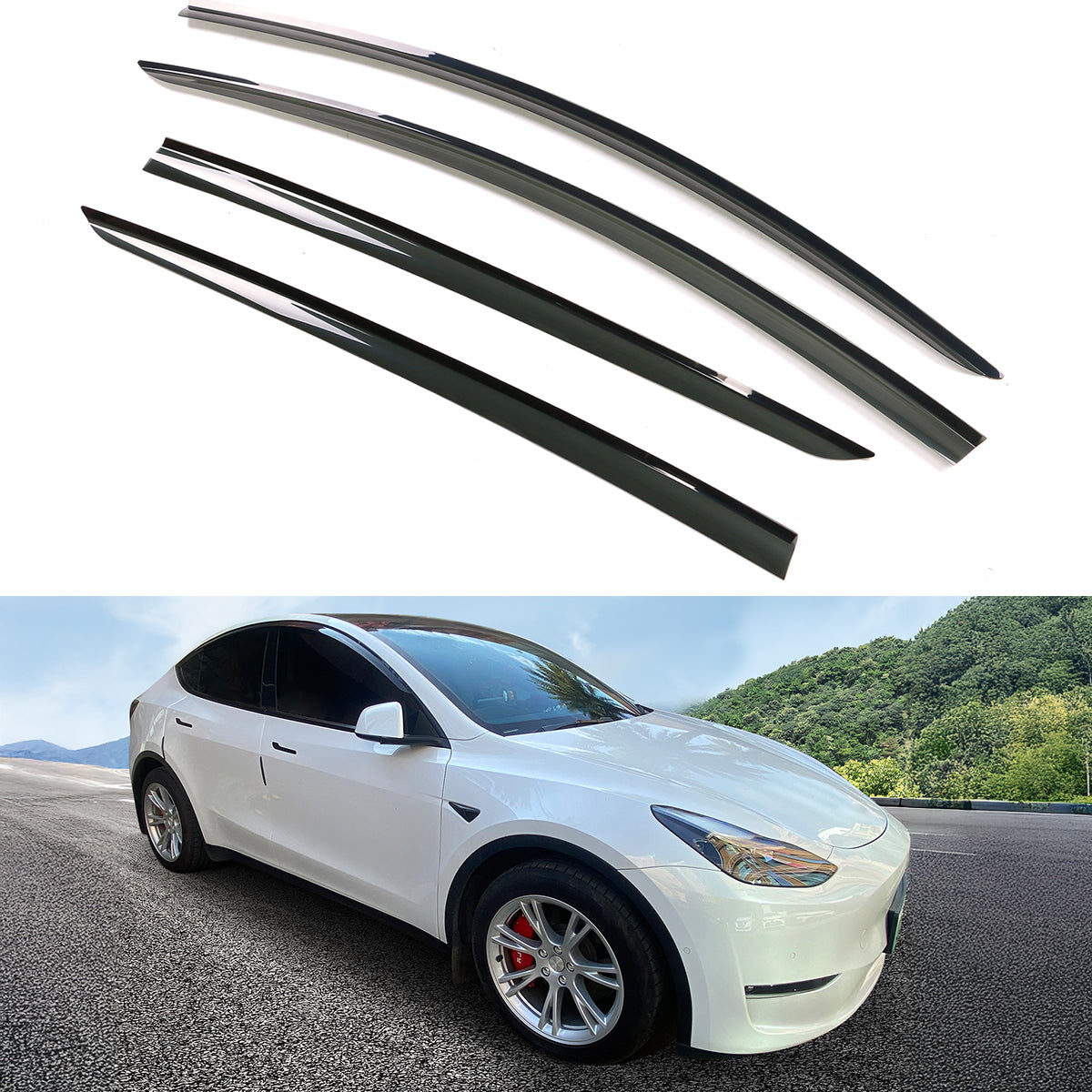 2020-2024 Tesla Model Y Smoke Acrylic Window Visors Deflectors 4PCS