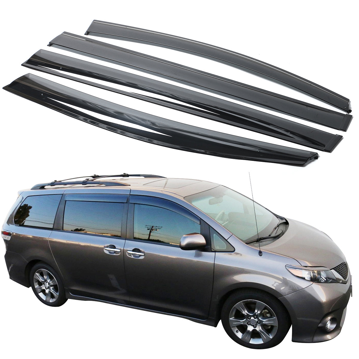 2011-2020 Toyota Sienna Acrylic 4PC Window Visors Tape On Rain Guard