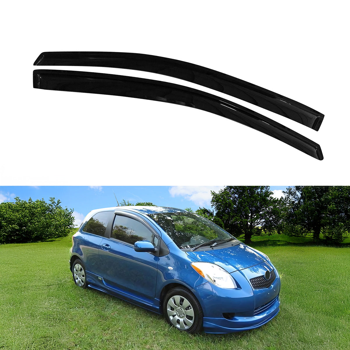 2007-2011 Toyota Yaris Slim Style Smoke Tinted Visor Windows Acrylic