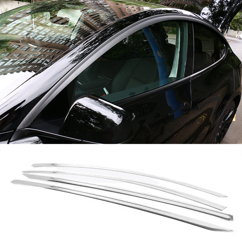 2020-2024 Tesla Model Y Tape-on Chrome Window Visors ABS 4PCS