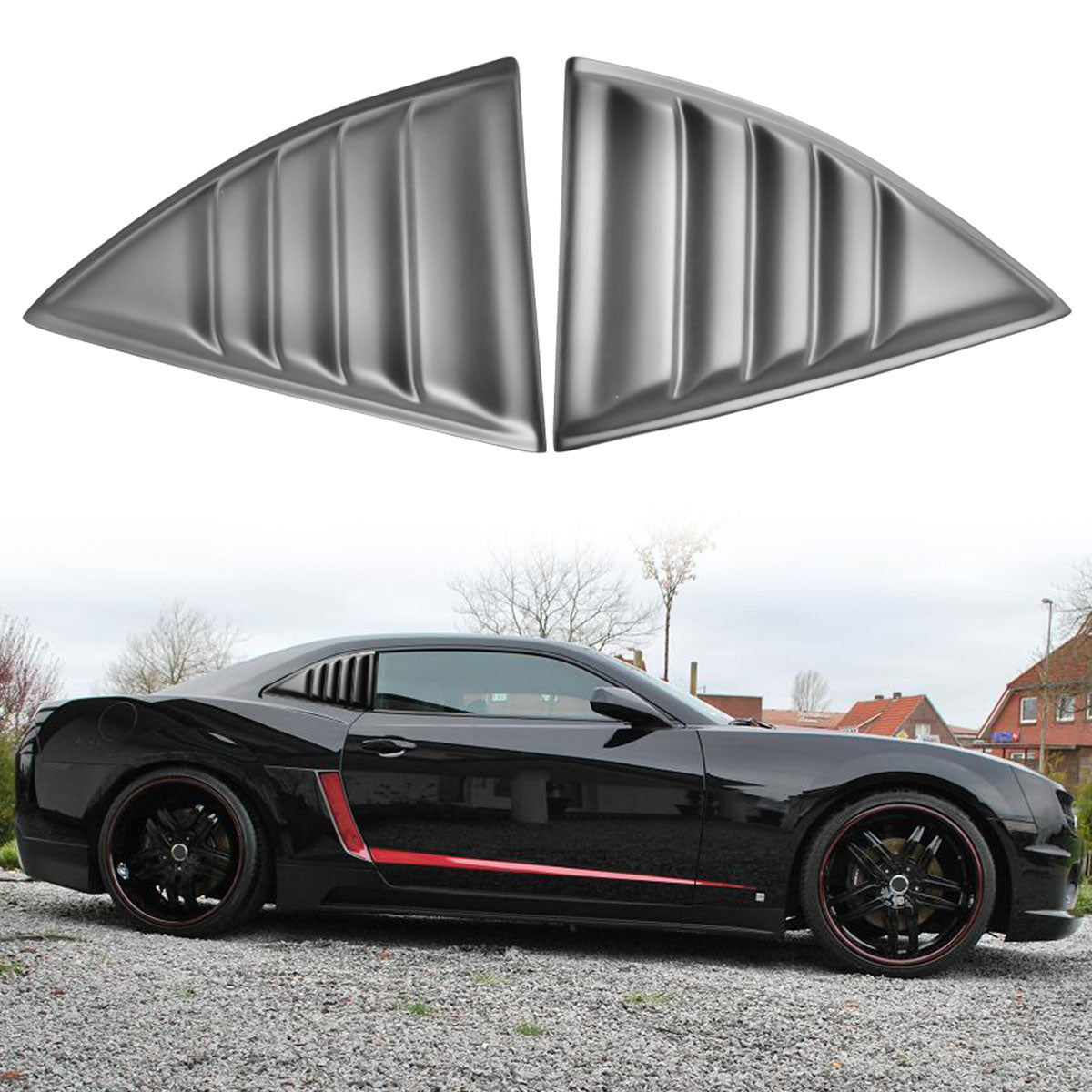 2010-2015 Chevy Camaro XE V2 Style Side Window Louver Shade Cover PP