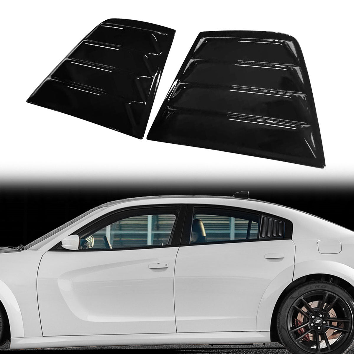2011-2023 Dodge Charger V2 Style Window Louver Windshield Gloss Black
