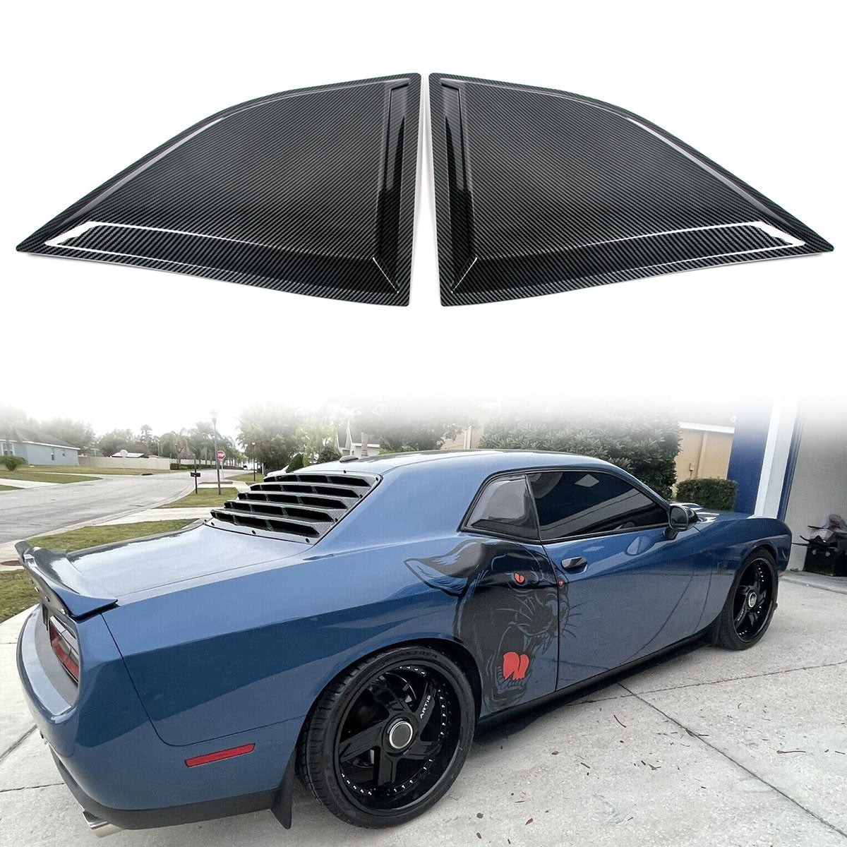 2008-2023 Dodge Challenger XE Style Side Window Louver Scoop PP