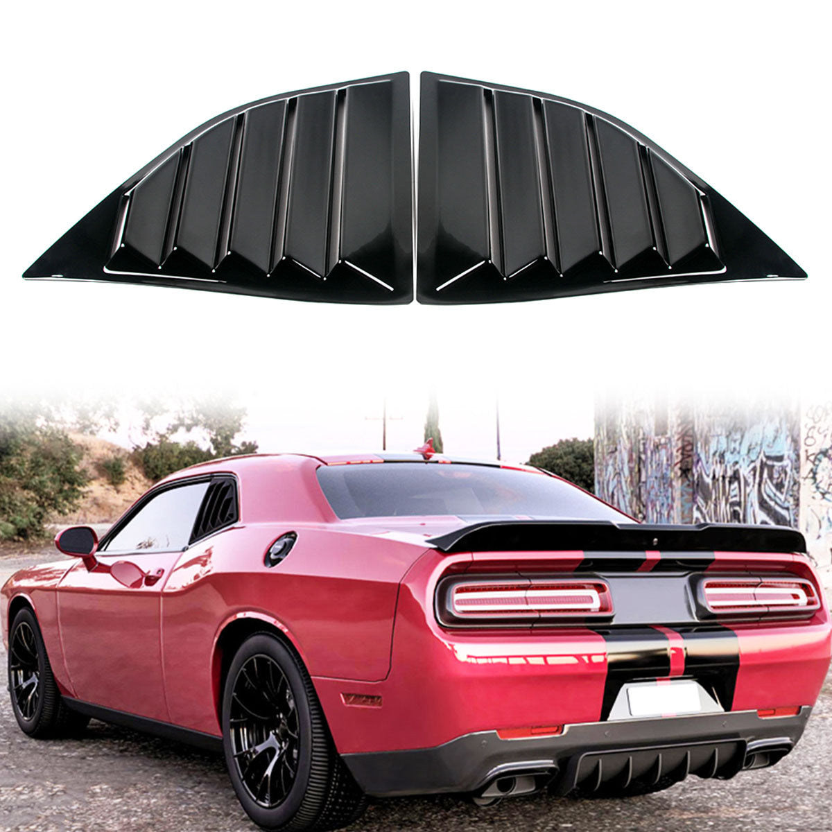 2008-2023 Dodge Challenger XE V2 Style Side Window Louver Scoop PP