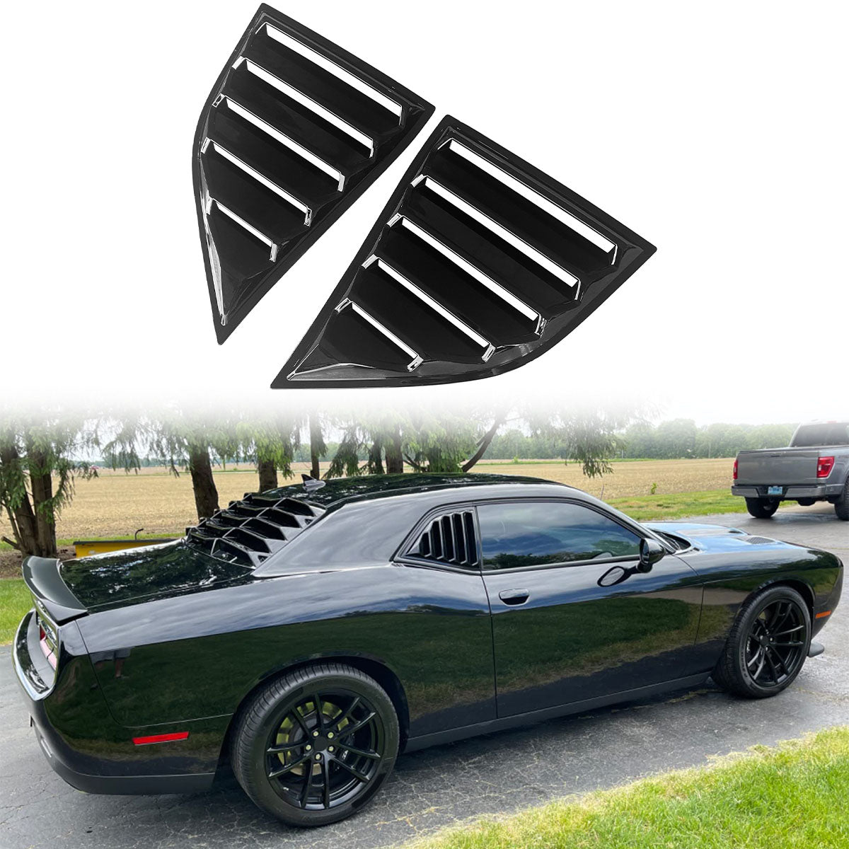 2008-2023 Dodge Challenger XE V4 Side Window Louvers PP