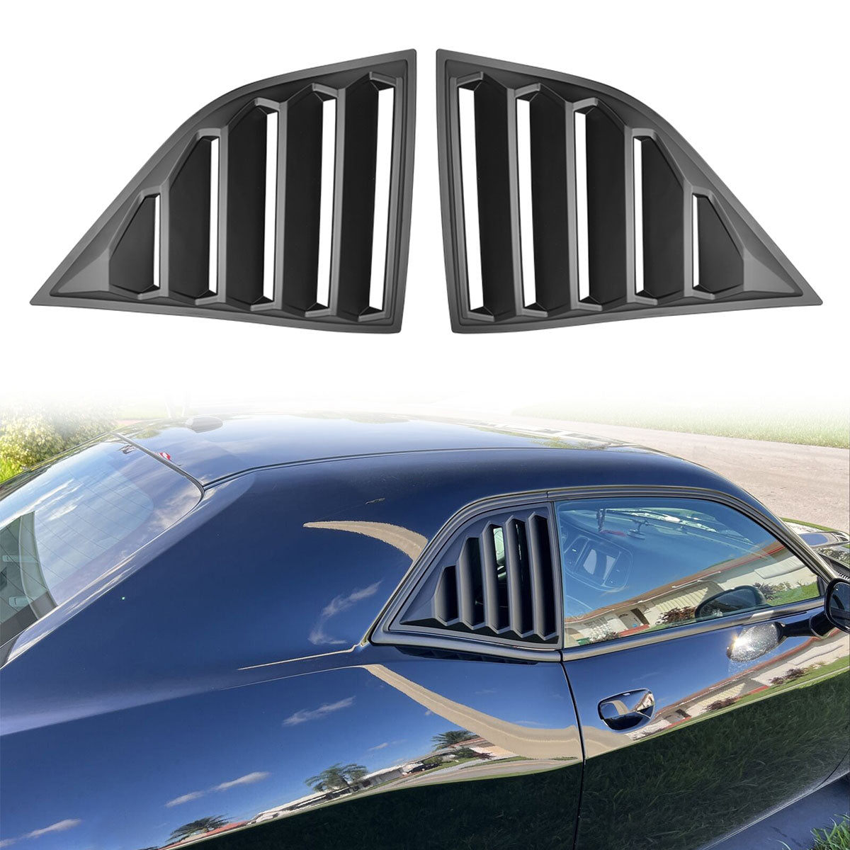 2008-2023 Dodge Challenger XE V4 Side Window Louvers PP
