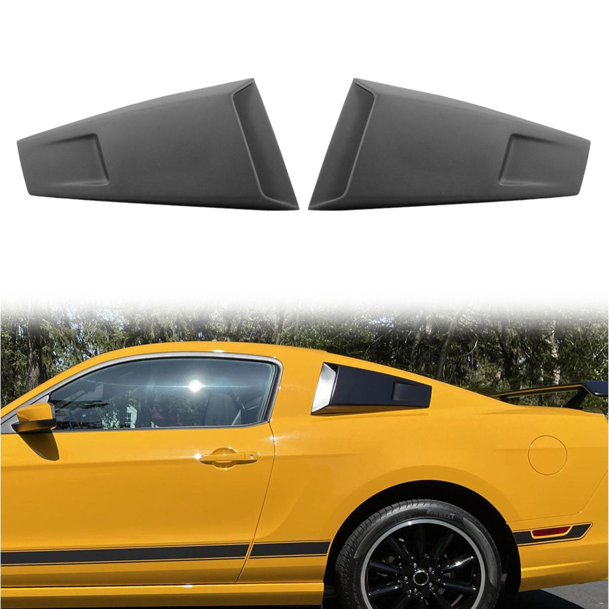 2005-2014 Ford Mustang Eleanor Window Side Louvers Scoops PU