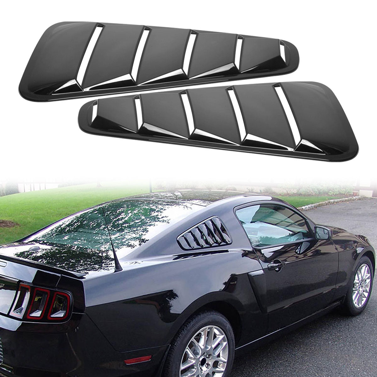 2005-2009 Ford Mustang V6 Side Quarter Window Louvers Windshield Cover