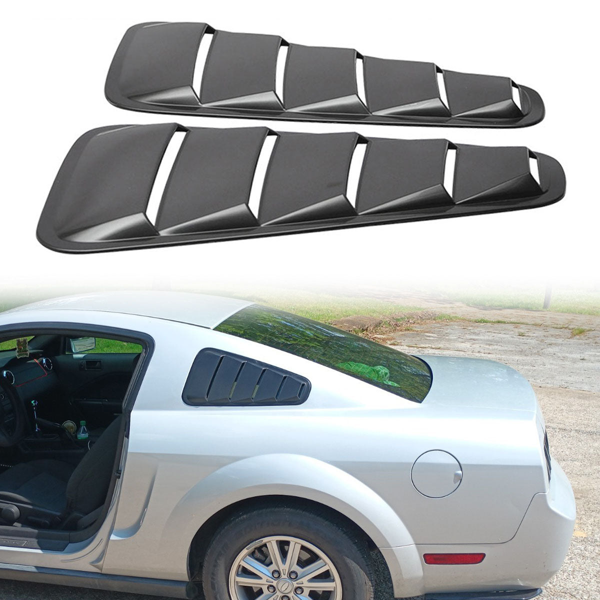 2005-2009 Ford Mustang V6 Side Quarter Window Louvers Windshield Cover
