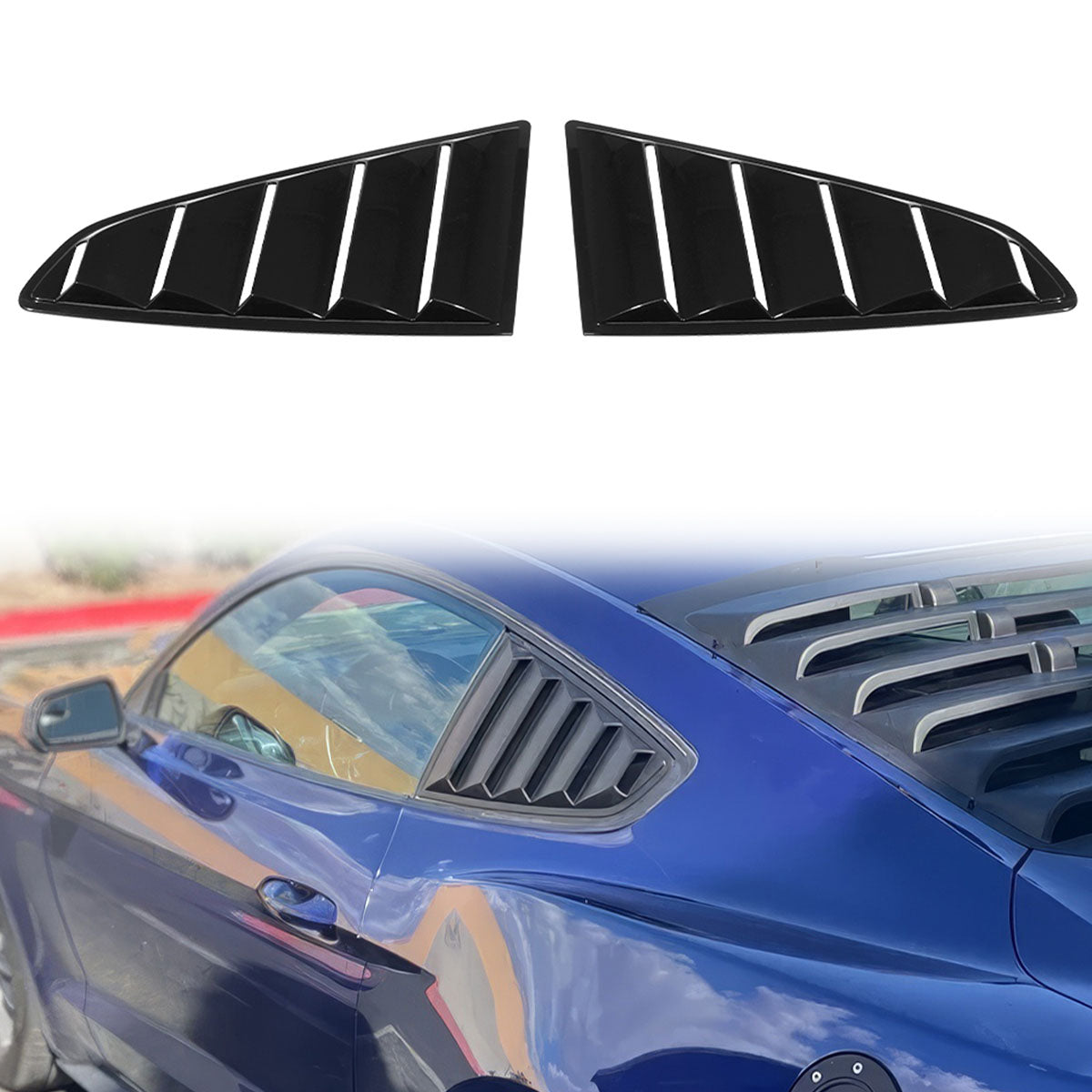 2015-2023 Ford Mustang Side Window Louvers Sun Shade Cover Windshield