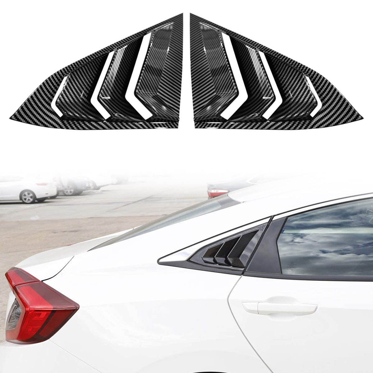 2016-2021 Honda Civic Sedan Carbon Fiber Print Side Window Louver