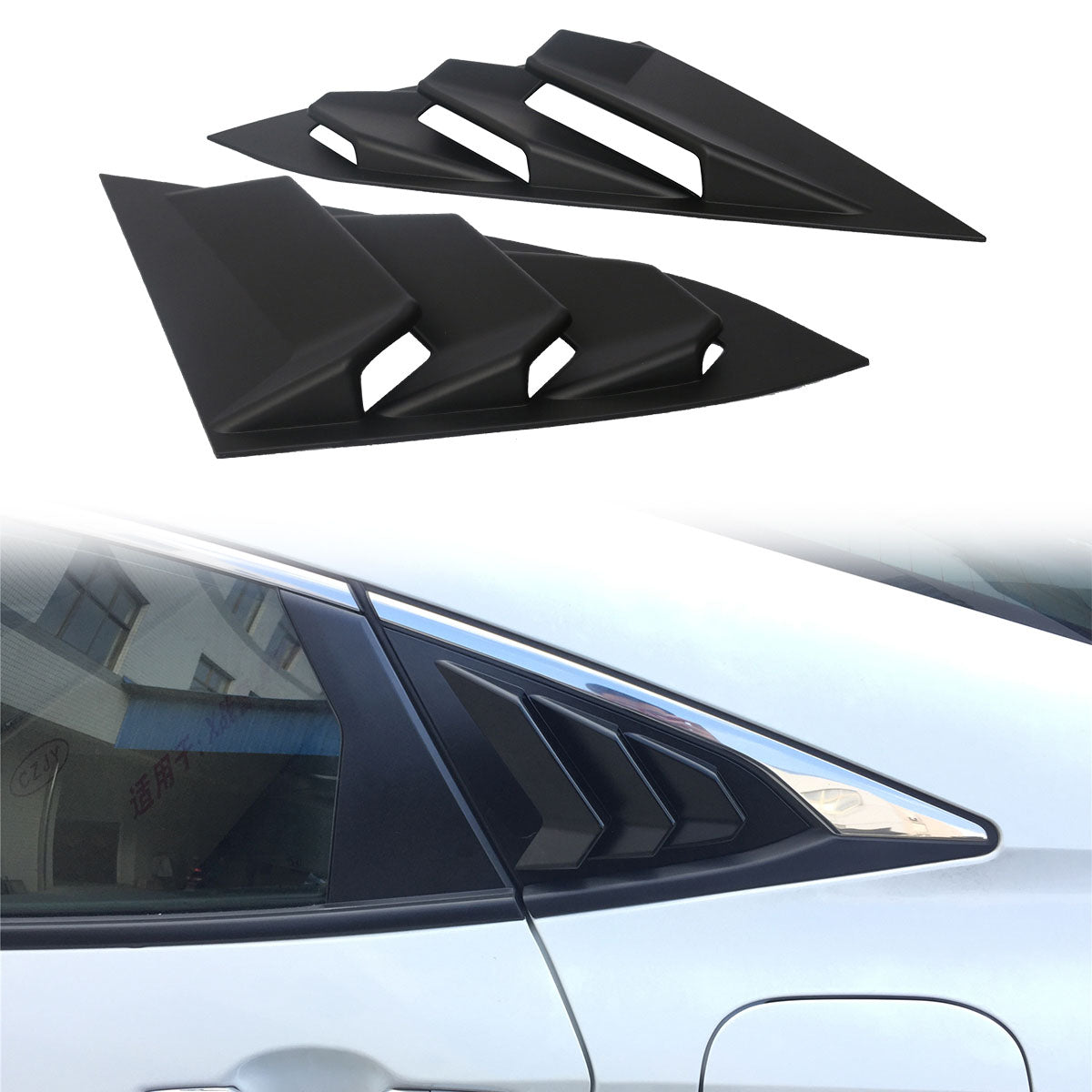2016-2021 Honda Civic Sedan Unpainted Side Quarter Window Louvers ABS