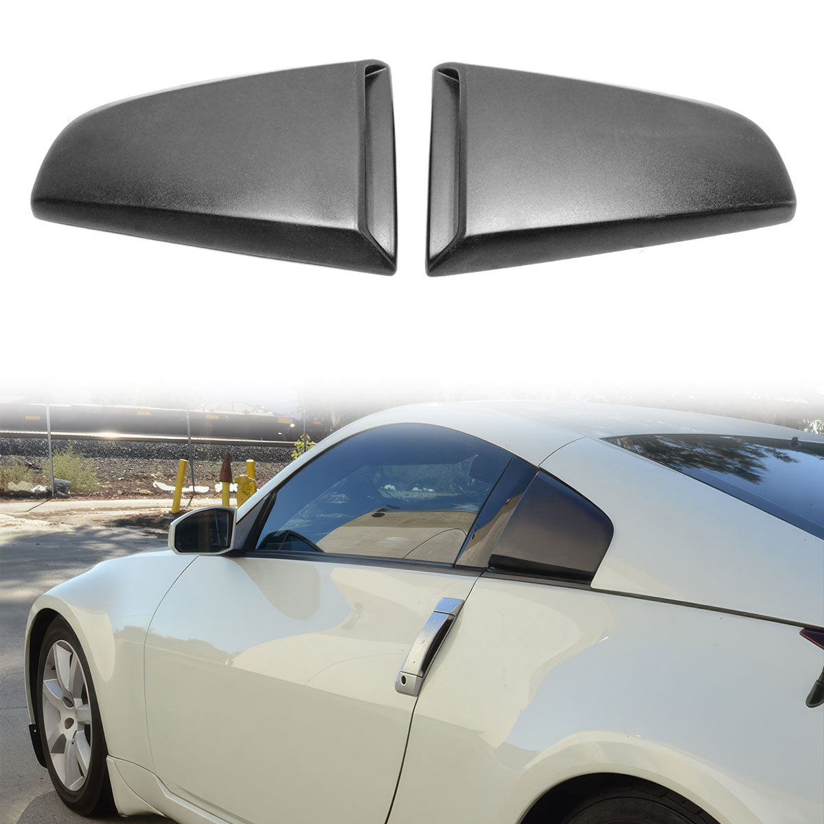 2003-2008 Nissan 350Z 2Dr Black Rear Side Quarter Window Louvers PU