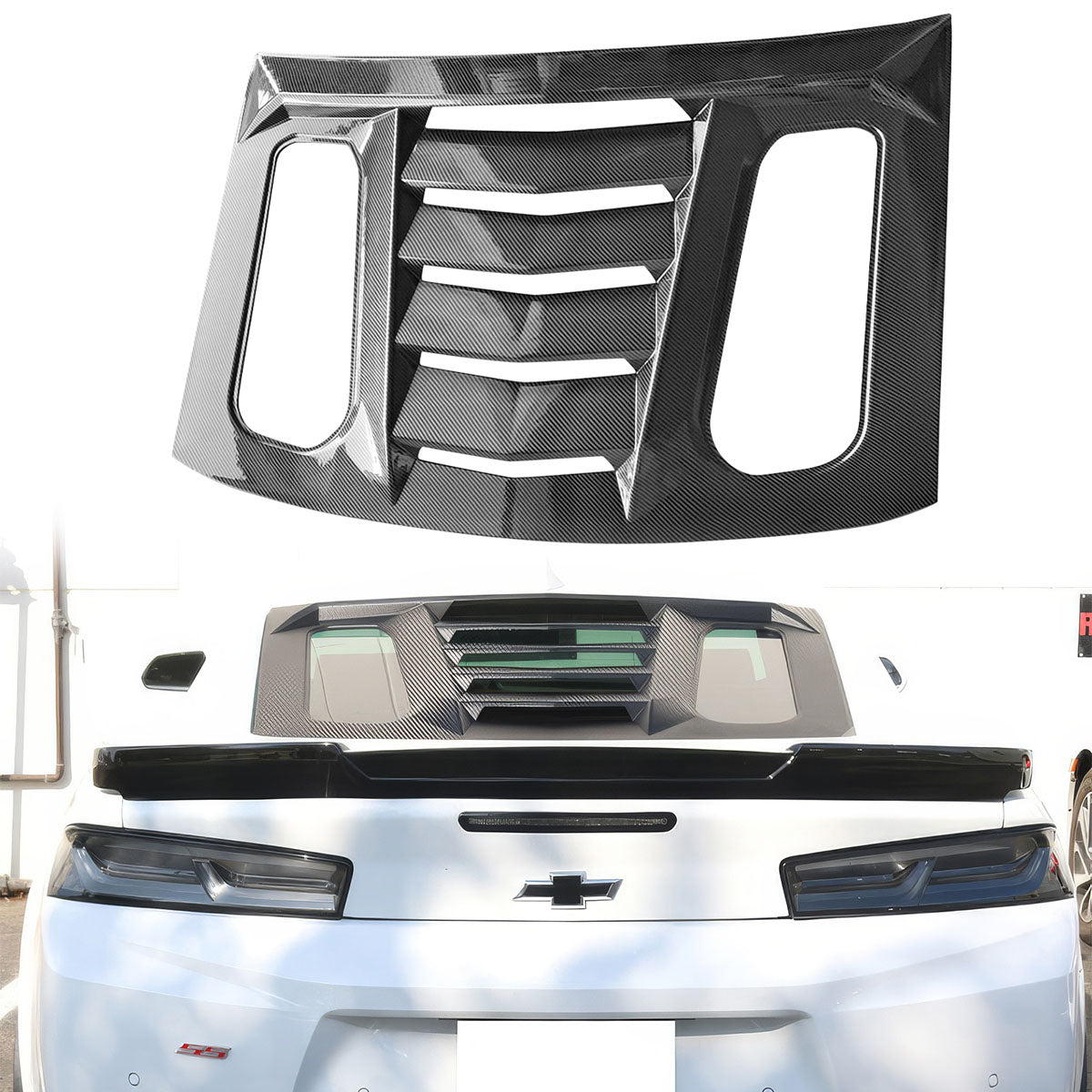 2016-2024 Chevy Camaro Carbon Fiber Print Rear Window Louver ABS