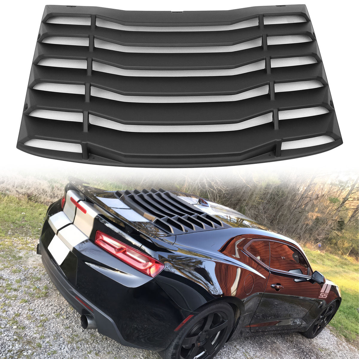 2016-2024 Chevy Camaro IKON Rear Window Louvers Cover Sun Shade ABS
