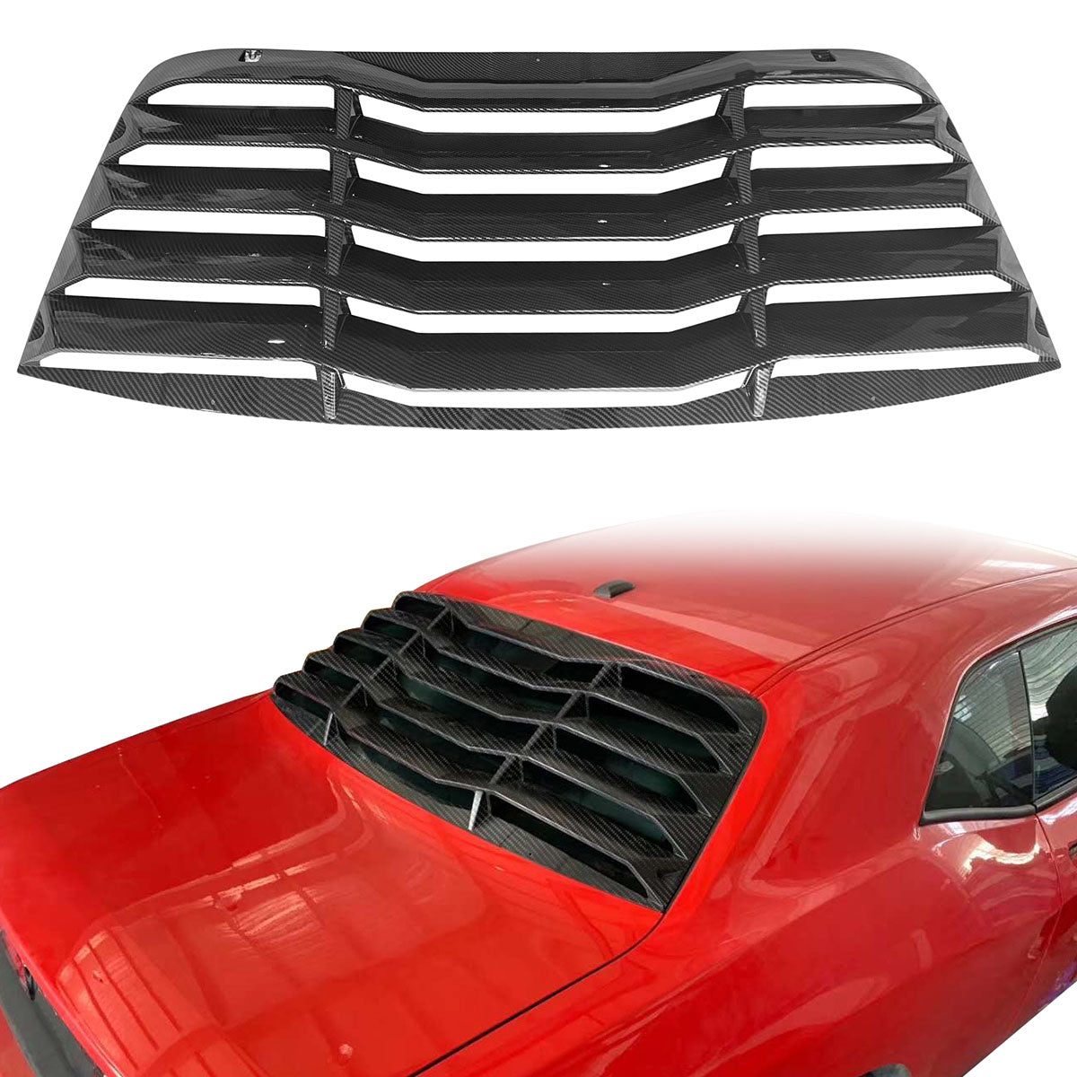 2008-2023 Dodge Challenger V2 Style Rear Window Louver PP