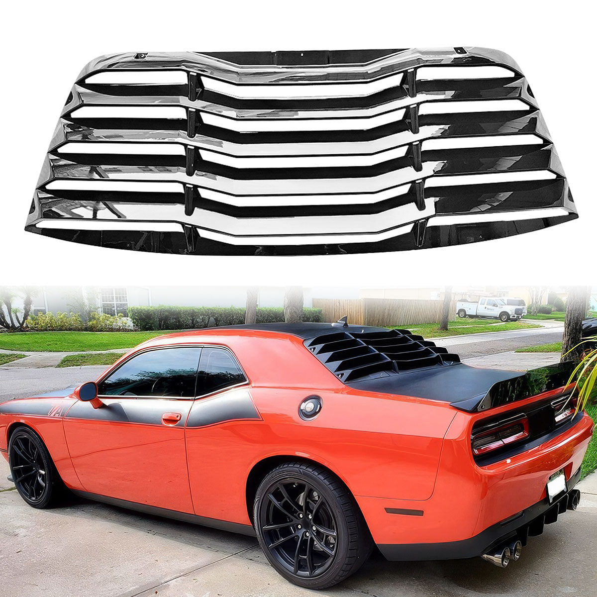 2008-2023 Dodge Challenger V2 Style Rear Window Louver PP