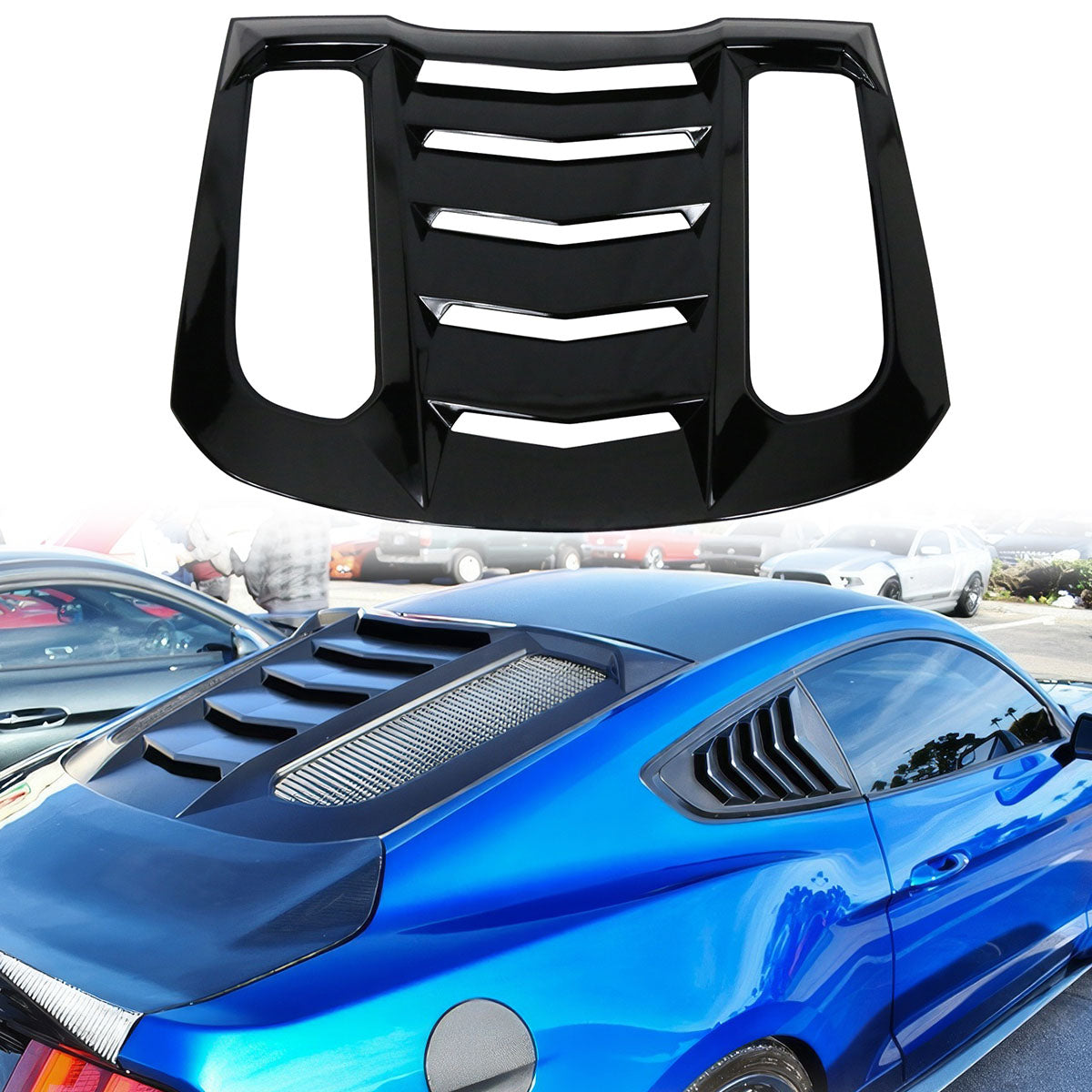 2015-2024 Ford Mustang IKON V2 Style Rear Window Louver  ABS
