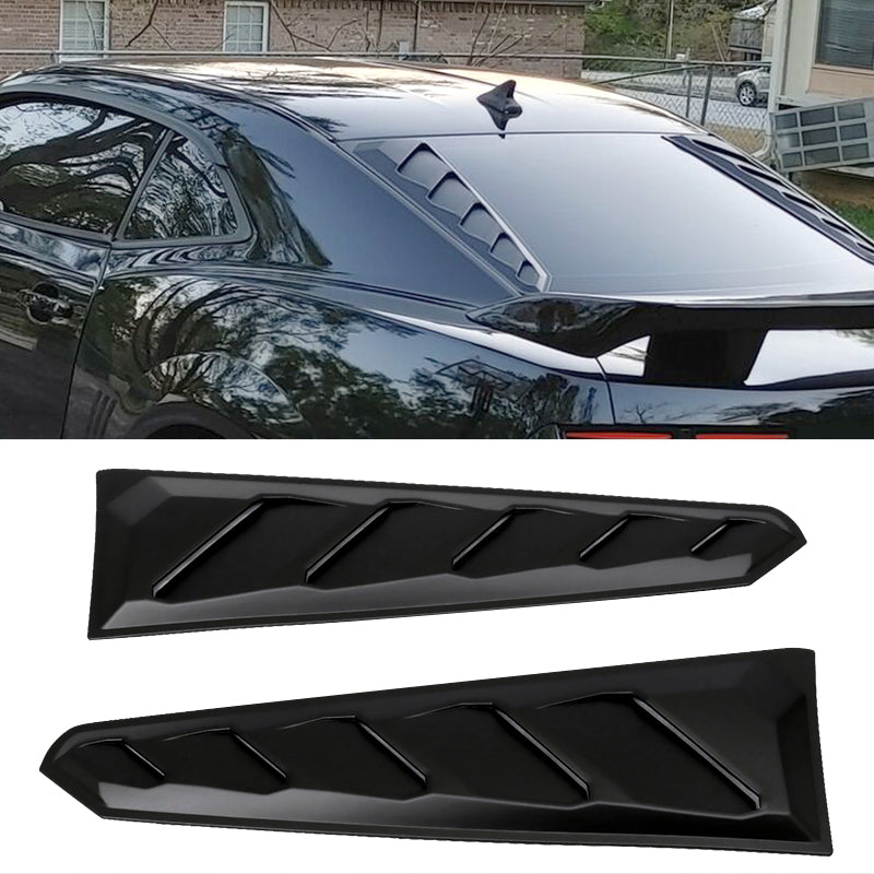 2016-2024 Chevy Camaro Black Rear Window Louvers Pair ABS