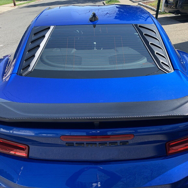 2016-2024 Chevy Camaro Black Rear Window Louvers Pair ABS
