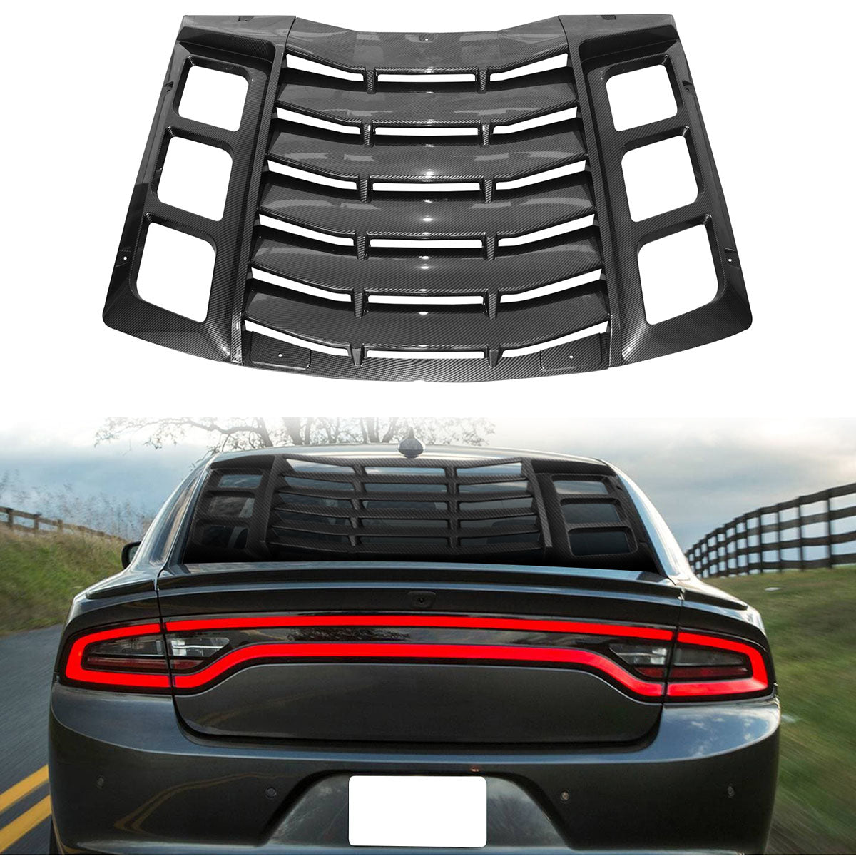 2011-2023 Dodge Charger IKON ABS Rear Window Louver 3PCS