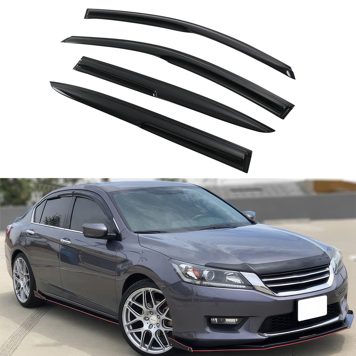 2013-2017 Honda Accord 4-Door Sedan Tape On Window Visors Rain Guard