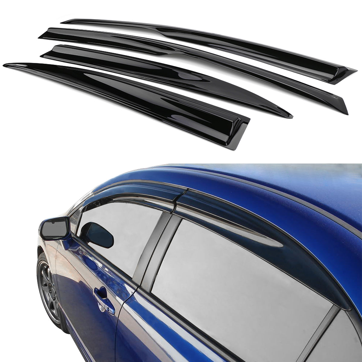 2006-2011 Honda Civic Sedan 4-Door Window Visor Acrylic 4PC Rain Guard