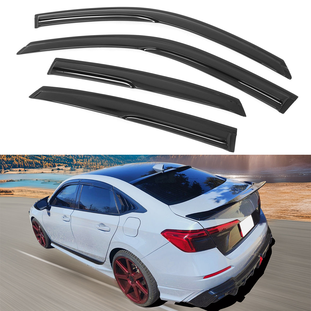 2022-2025 Honda Civic Mugen Style Smoke Tinted Window Visor Acrylic