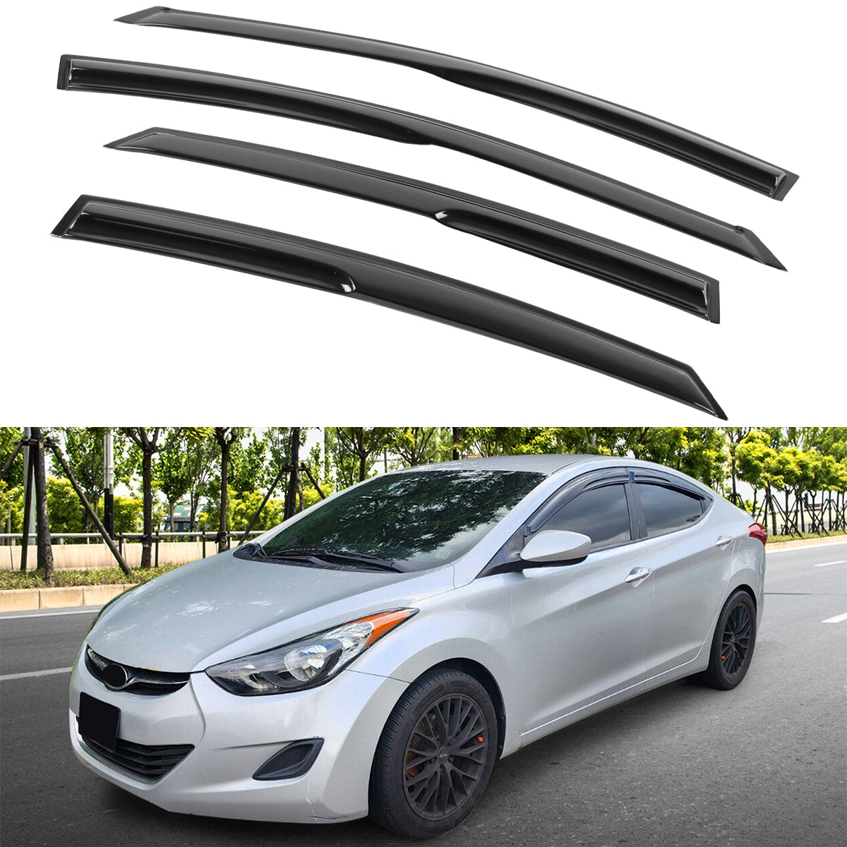 2011-2016 Hyundai Elantra Sedan Mugen Style Sun Rain Window Visor