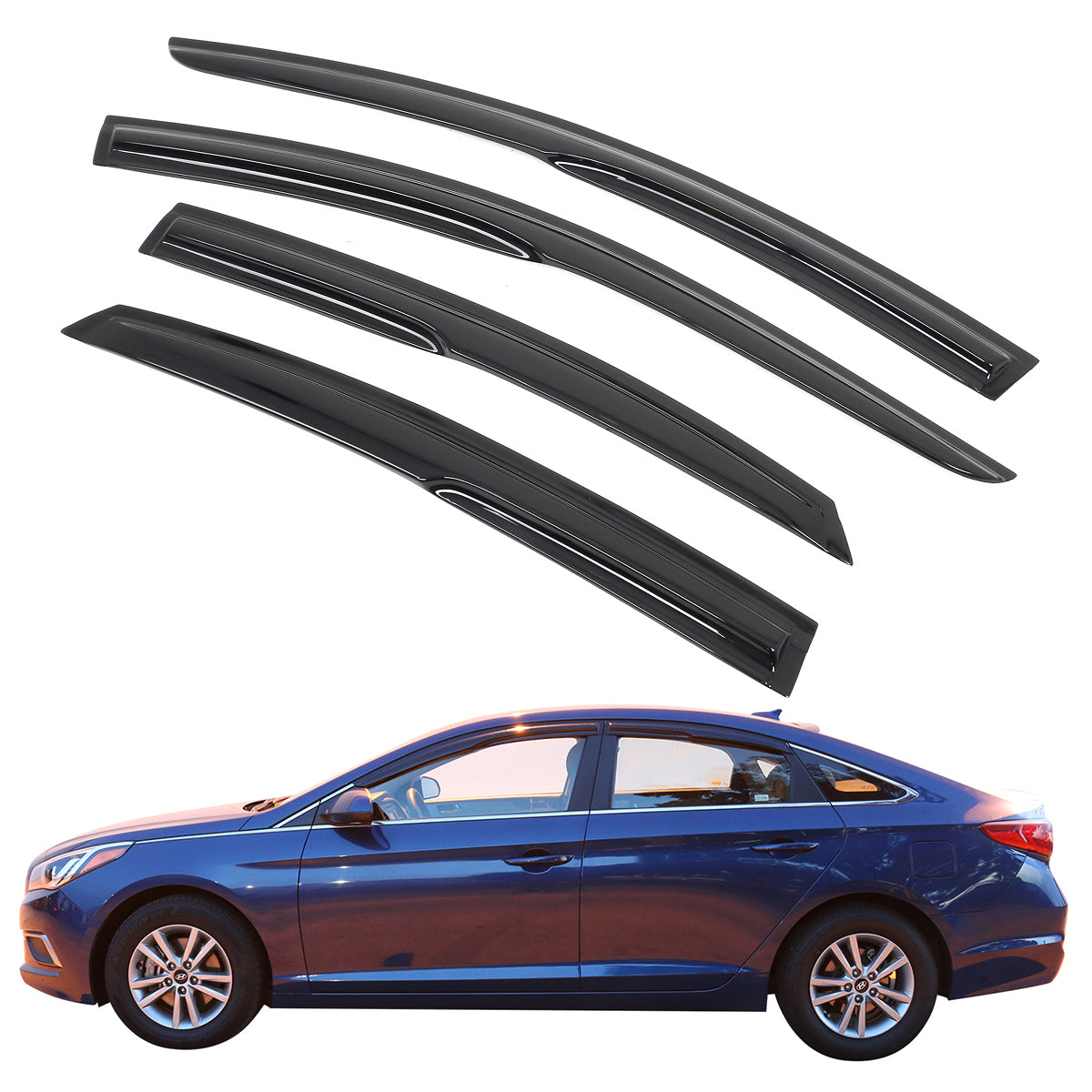2015-2019 Hyundai Sonata Mugen Style Smoke Tinted Window Visor Acrylic