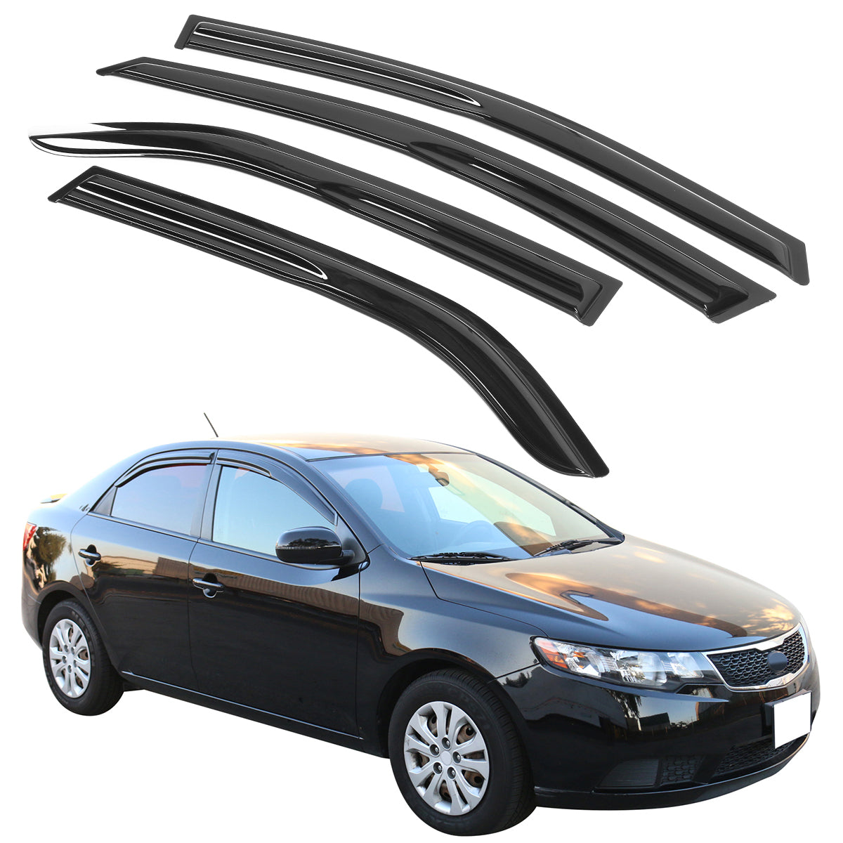 2009-2013 Kia Forte Sedan Mugen Style Tape on Window Visors Acrylic