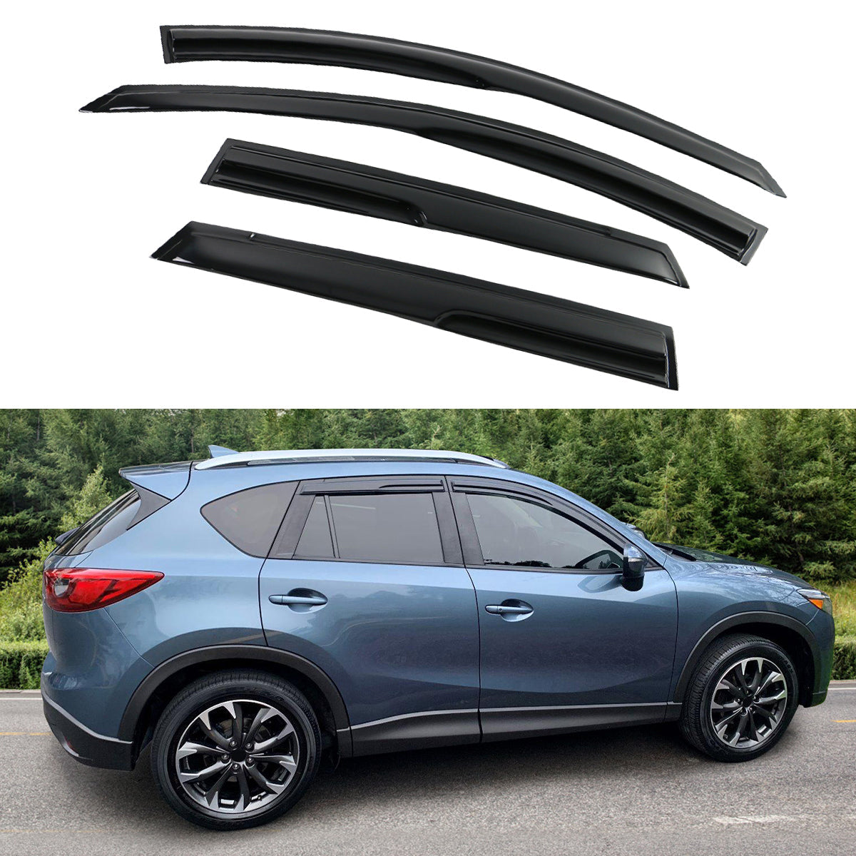 2013-2016 Mazda CX5 Mug Style 4PC Window Visor Sun Windshield Acrylic