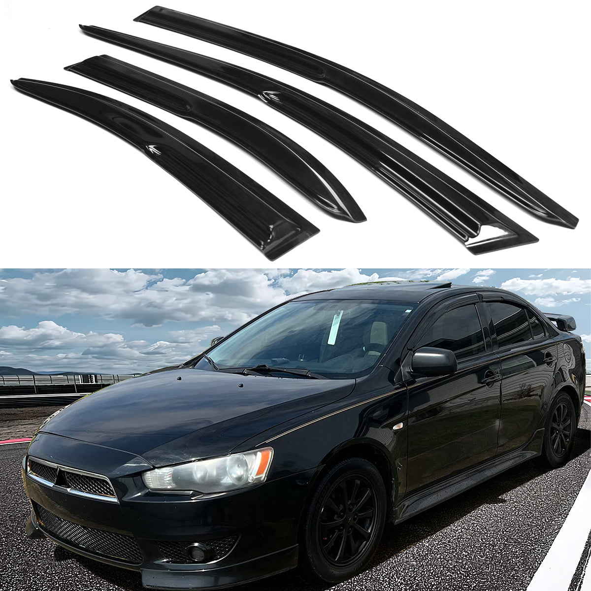2008-2017 Mitsubishi Lancer EVO Window VisorsAcrylic 4PC