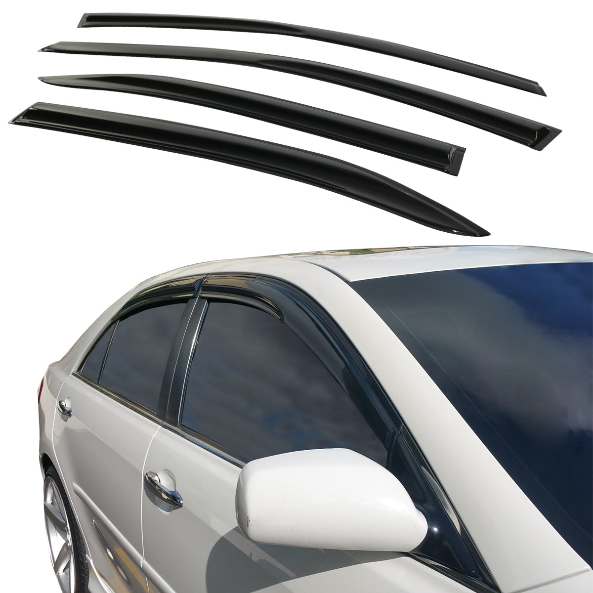 2007-2011 Toyota Camry Acrylic 4PC Window Visors Tape On Rain Guard