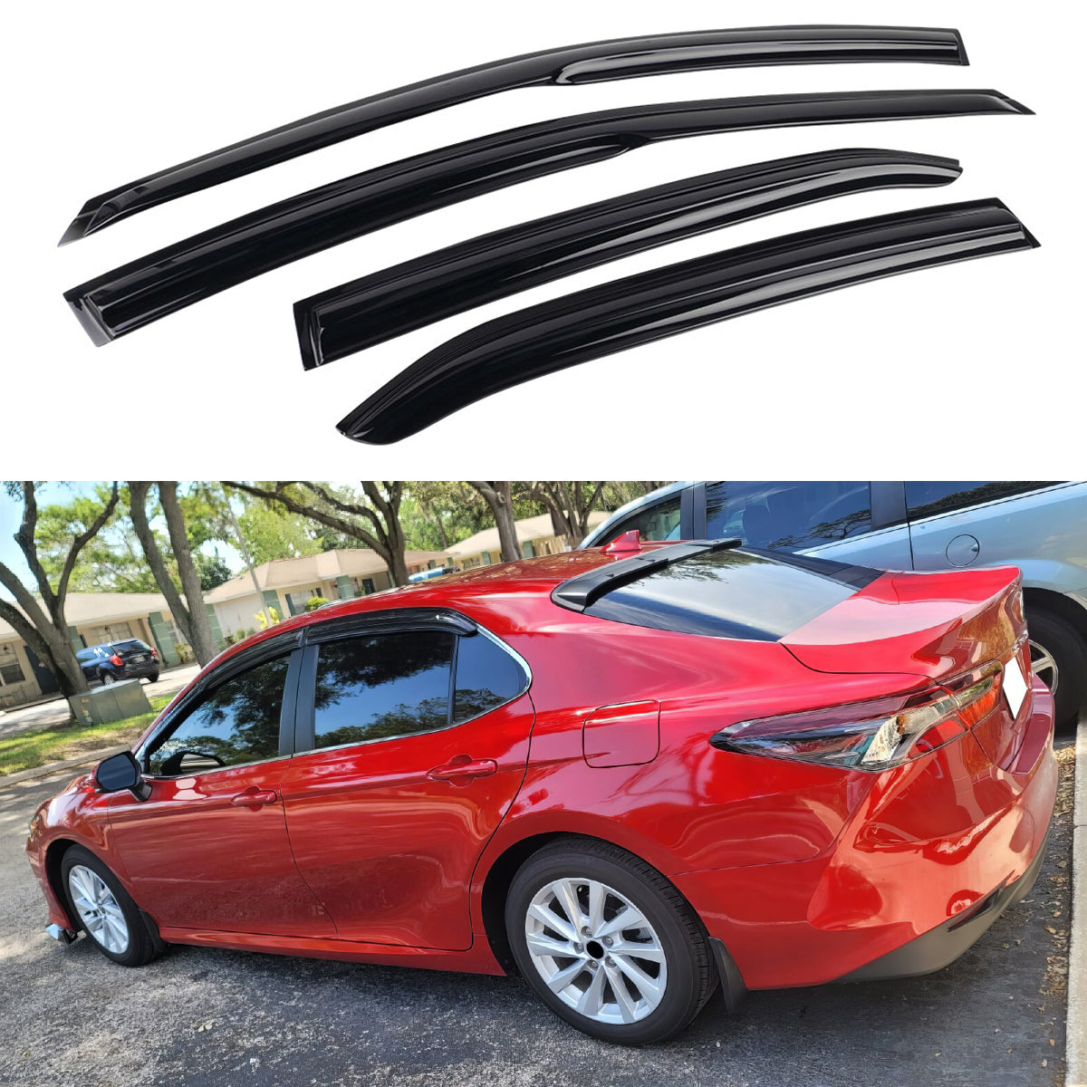 2018-2023 Toyota Camry Acrylic 4PC Window Visors Tape On Rain Guard