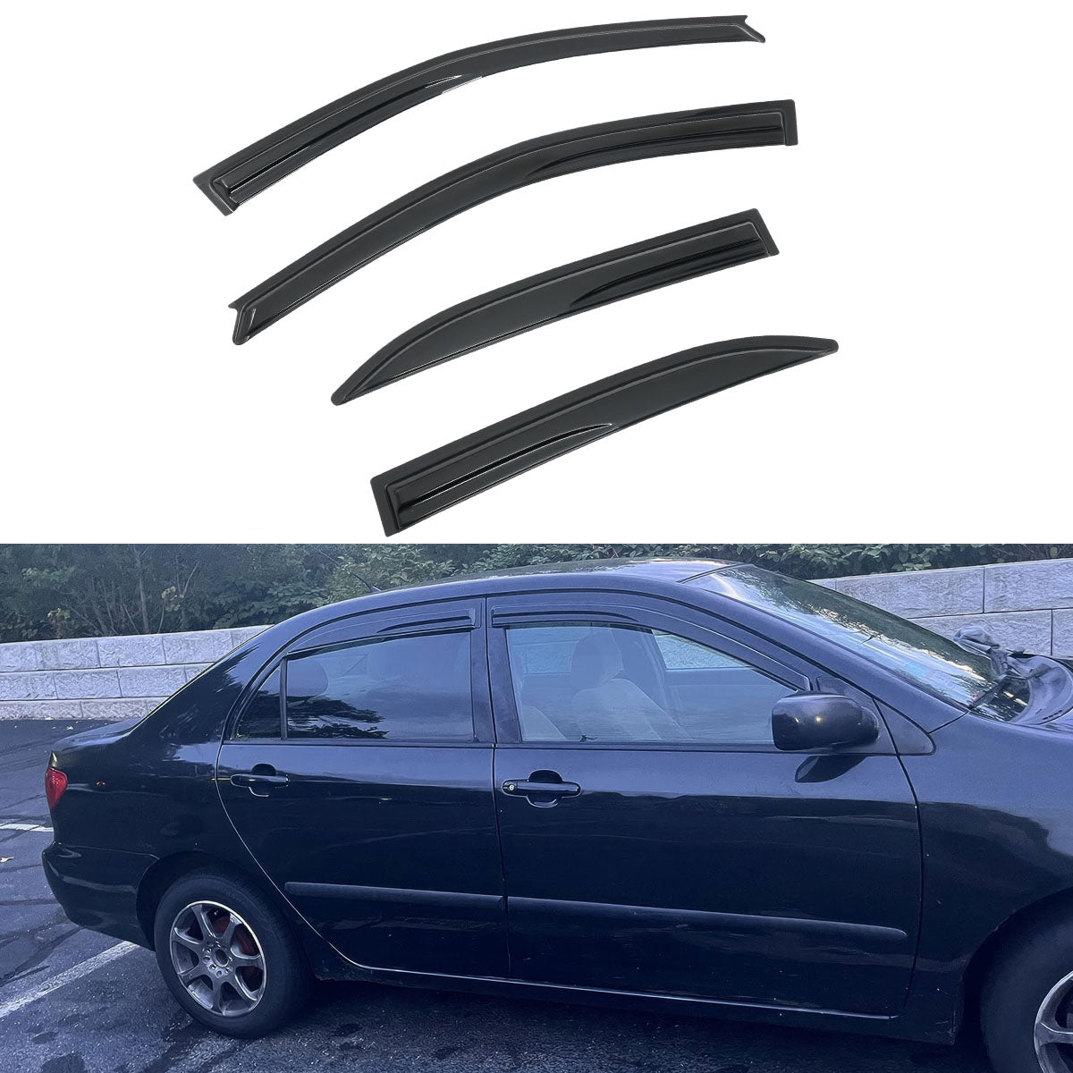 2003-2008 Toyota Corolla Sedan 4-Door Window Visor Guard Acrylic 4PC